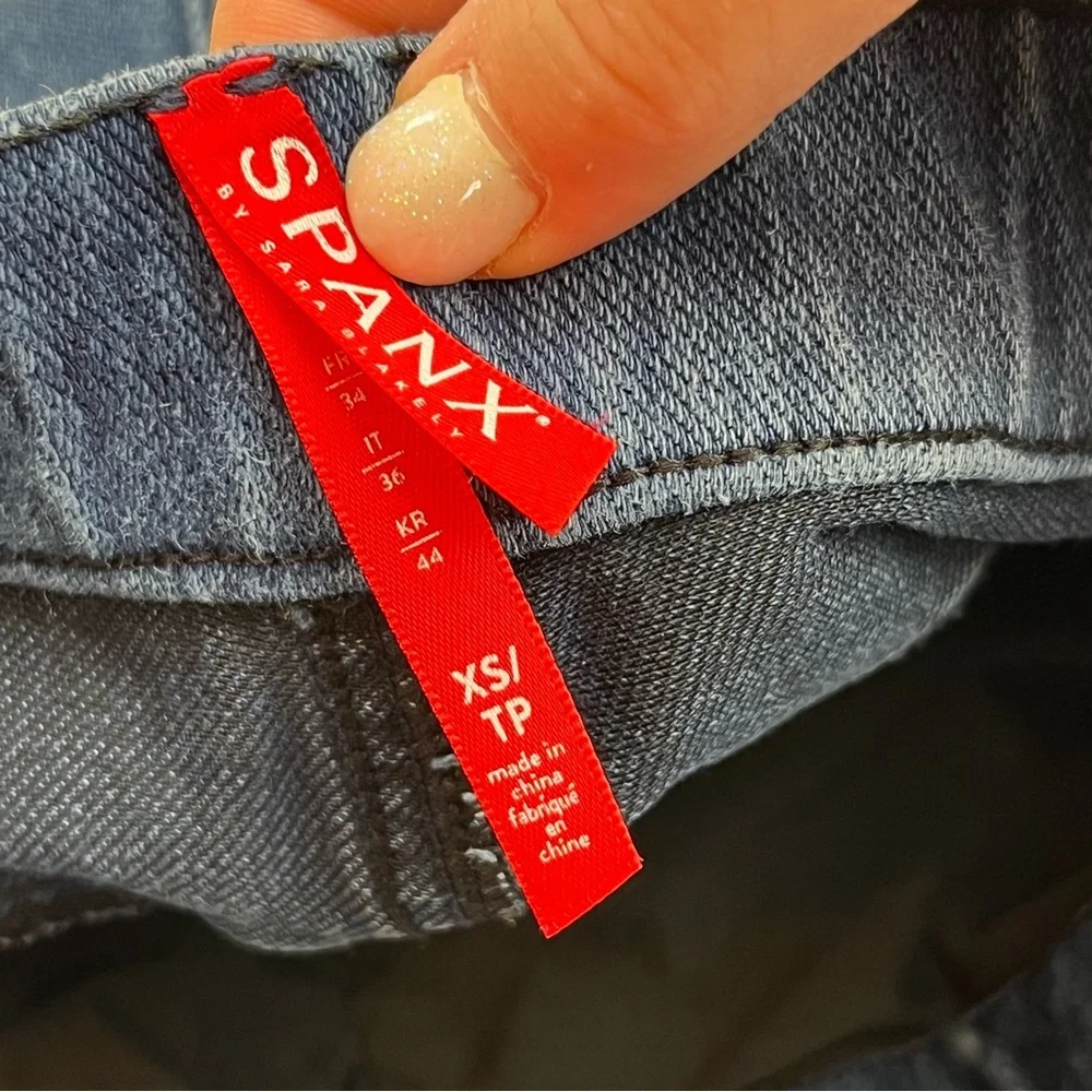 SPANX Womens Size XS Blue Denim Jean Jeggings Two Pocket Slimming Shaping Preppy